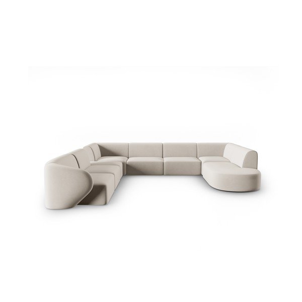 Bézs bársony sarokkanapé (bal oldali-U alakú) Paolo – Milo Casa