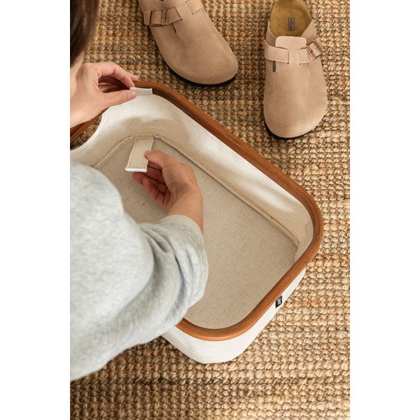 Krémszínű textil tárolódoboz 38x26x16 cm Bamboo/Linen – Bigso-image-3