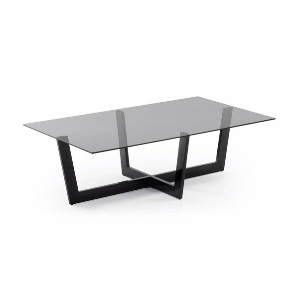 Fekete dohányzóasztal üveg asztallappal 70x120 cm Plam – Kave Home-image-2
