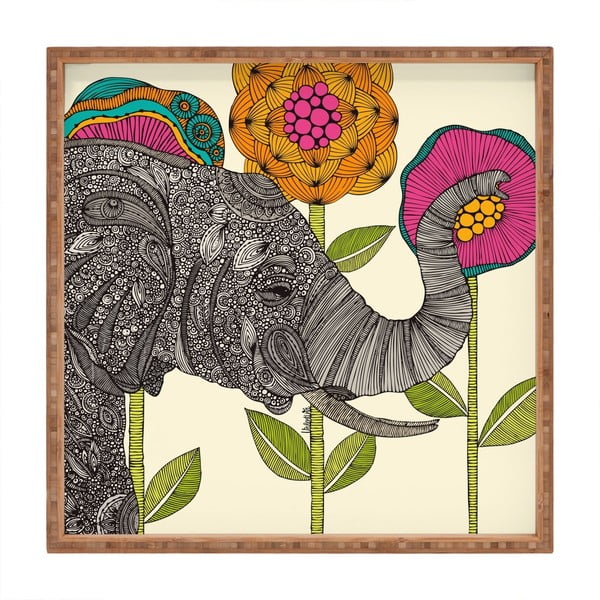 Elephant dekoratív fatálca, 40 x 40 cm