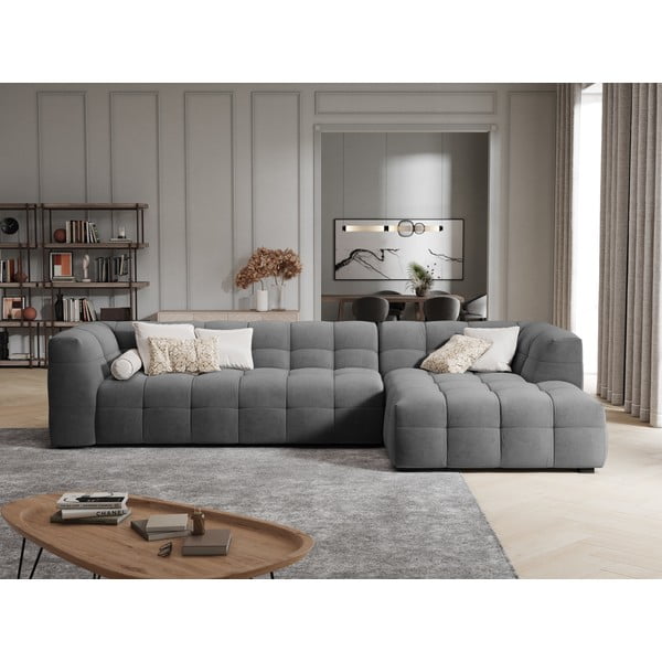 Vesta szürke bársony kanapé, jobb oldali - Windsor & Co Sofas-image-1