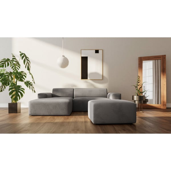 Szürke kordbársony puff Fluvio – MESONICA-image-1