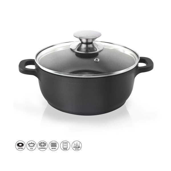 Grande tapadásmentes, alumínium edény üvegfedővel, ⌀ 24 cm - Orion-image-3