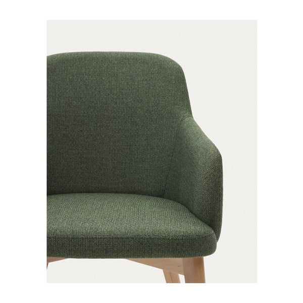 Sötétzöld kárpitozott karfás étkezőfotel Nelida – Kave Home-image-1