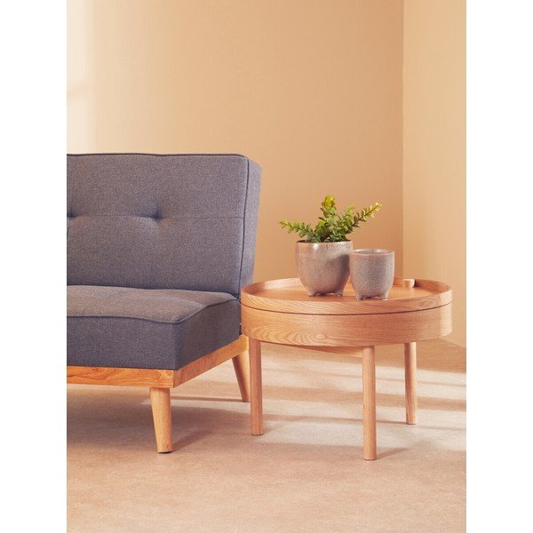 Kerek tárolóasztal borovi fenyő dekorral ø 60 cm Viborg – Premier Housewares-image-4