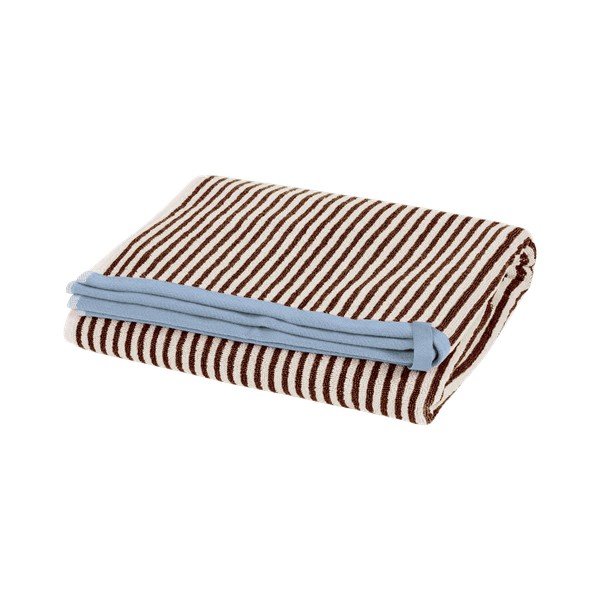 Barna-krémszínű frottír pamut fürdőlepedő 70x140 cm Gobo – noo.ma