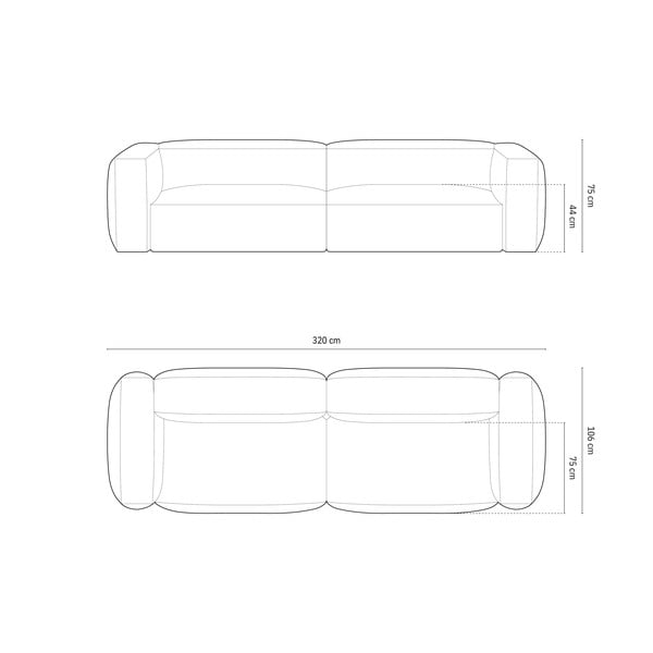 Fekete moduláris kanapé 320 cm Martina – Micadoni Home-image-4