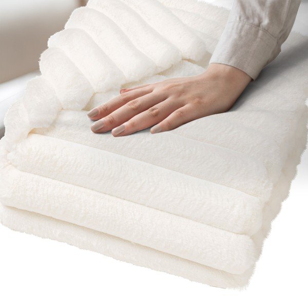 Krémszínű mikroplüss takaró 180x220 cm Boudoir – douceur d'intérieur-image-3