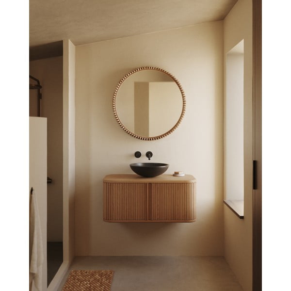 Fali tükör tömörfa kerettel ø 80 cm Polke – Kave Home-image-1