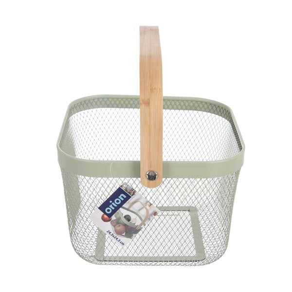 Fémhuzalos fém tárolókosár 24,5x24,5x30 cm Greenish – Orion-image-3