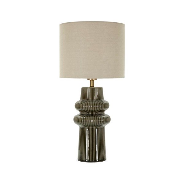 Khaki-krémszínű kerámia asztali lámpa textil búrával (magasság 64,5 cm) Harmony – Mauro Ferretti