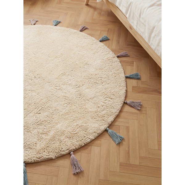 Krémszínű mosható-kézi szövésű pamut gyerek szőnyeg ø160 cm Snuggle Sunna – Hanse Home-image-2