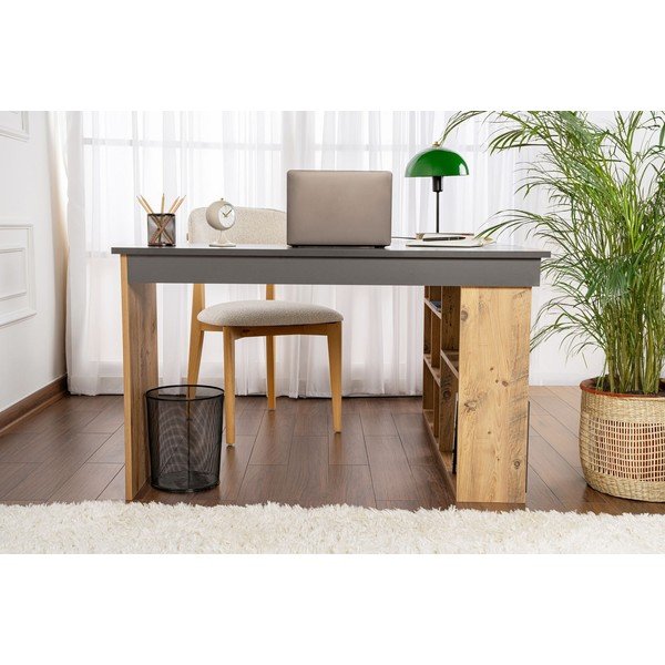 Íróasztal borovi fenyő dekorral 120x130 cm Vesper – Kalune Design-image-4