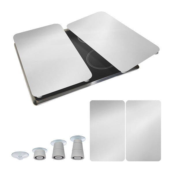 Edzett üveg tűzhely fedőlap szett 2 db-os 30x52 cm Universal Silver – Wenko-image-2