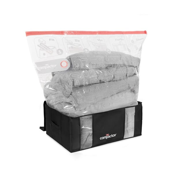 Vákuumos-megerősített textil ruhatároló doboz szett 2 db-os 65x45x27 cm Black Edition – Compactor-image-1