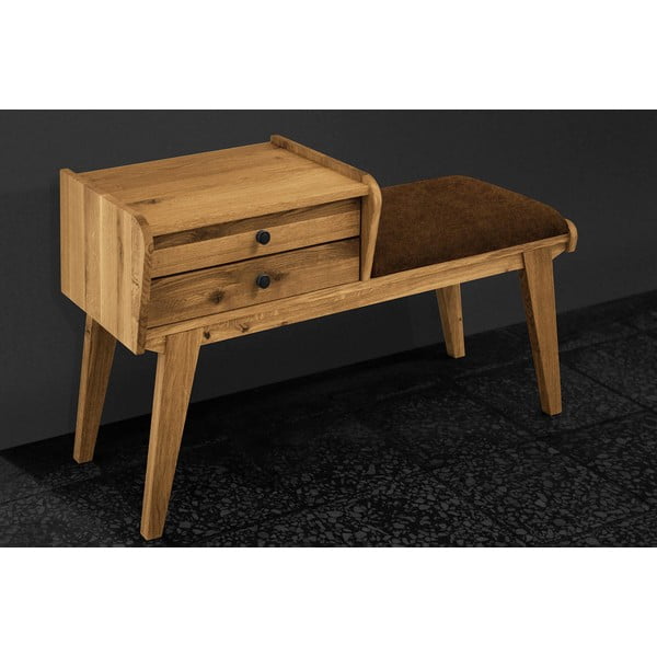 Fiókos tölgyfa pad, narancssárga ülőrésszel Retro - The Beds-image-3