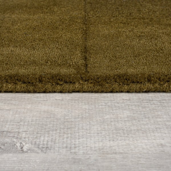 Khaki kézi szövésű gyapjú szőnyeg 120x170 cm Checkerboard – Flair Rugs-image-4