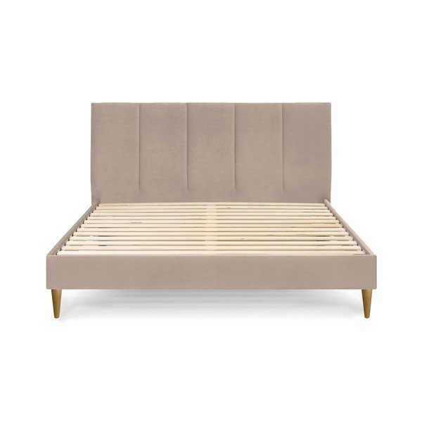 Bézs kárpitozott franciaágy ágyráccsal 180x200 cm Vivara – Bobochic Paris-image-2