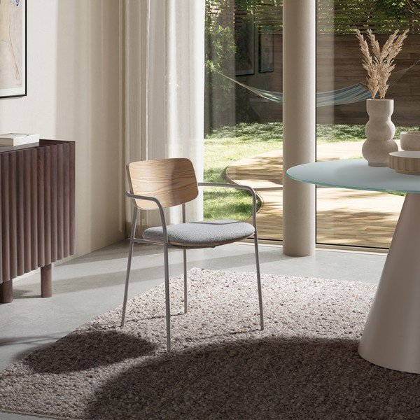 Világosszürke-natúr színű kárpitozott karfás étkezőfotel szett Nour – MOME-image-1