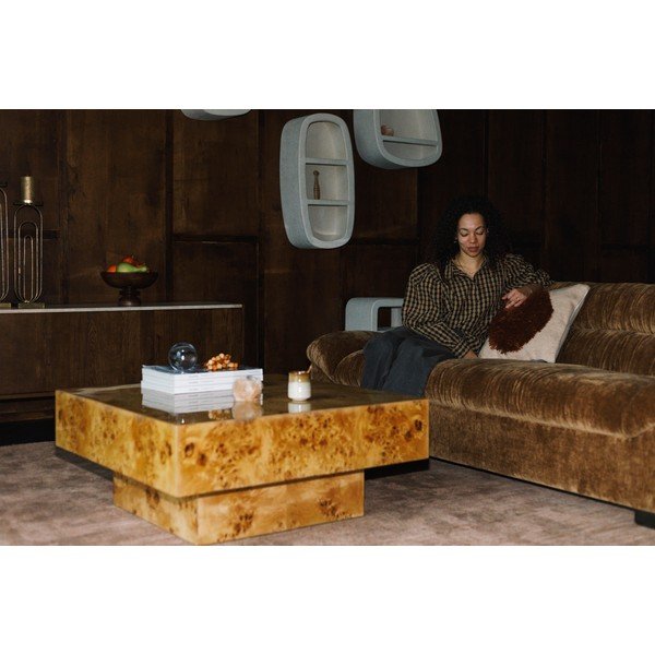 Natúr színű dohányzóasztal diófa dekorral 90x90 cm Quinn – Dutchbone-image-3