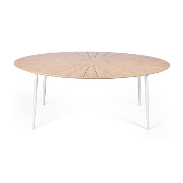 4 db fehér étkezőszék Jaanna és természetes asztal Marienlist - Bonami Essentials-image-1