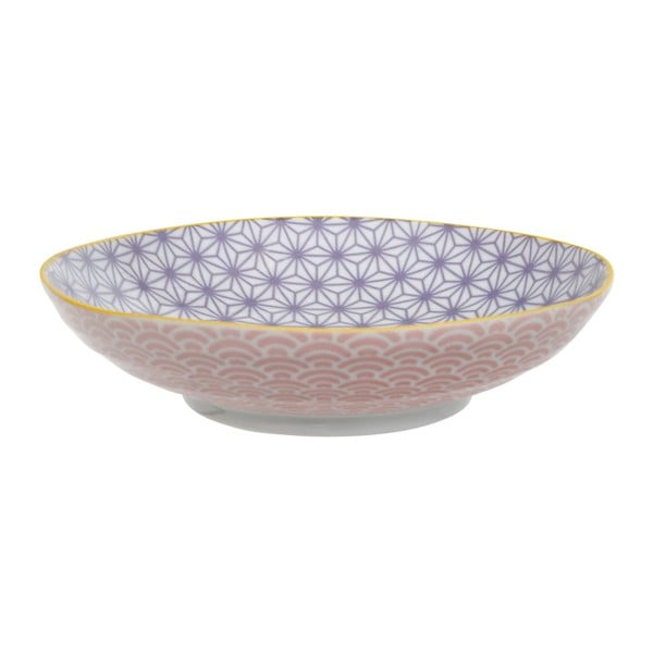 Star/Wave rózsaszín-lila porcelán tányér tésztához - Tokyo Design Studio