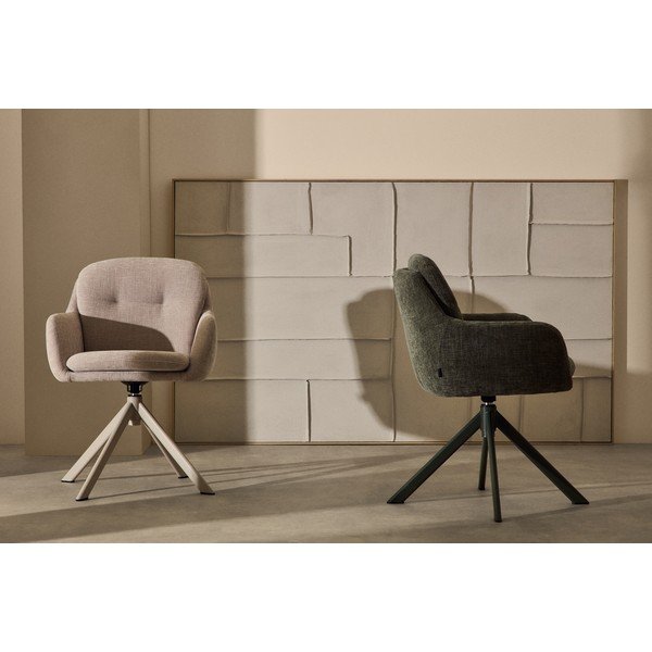 Bézs kárpitozott karfás étkezőfotel Lexa – Kave Home-image-2