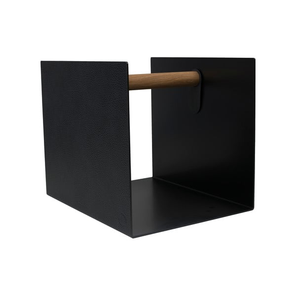 Fekete-antracitszürke dekoratív fém-öko bőr tárolódoboz 32x38x31 cm Hippo – LIND DNA