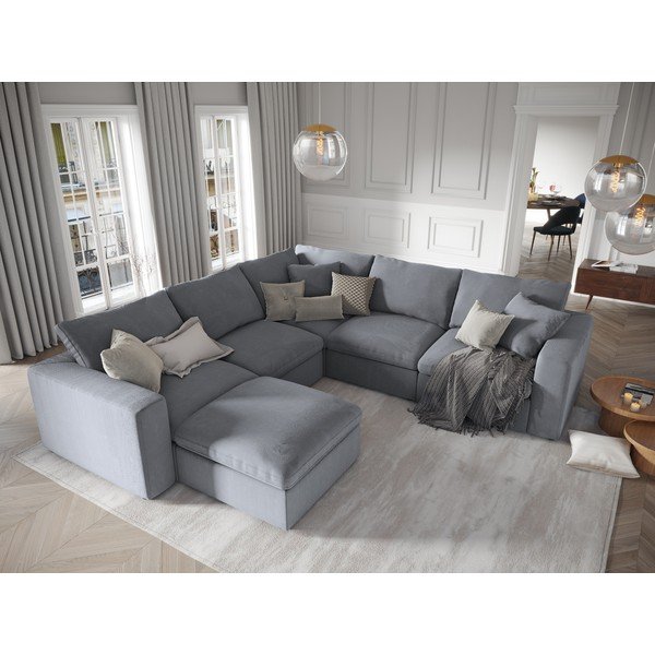 Galaxy szürke kétoldalas sarokrész moduláris kordbársony kanapéhoz - Windsor & Co Sofas-image-4