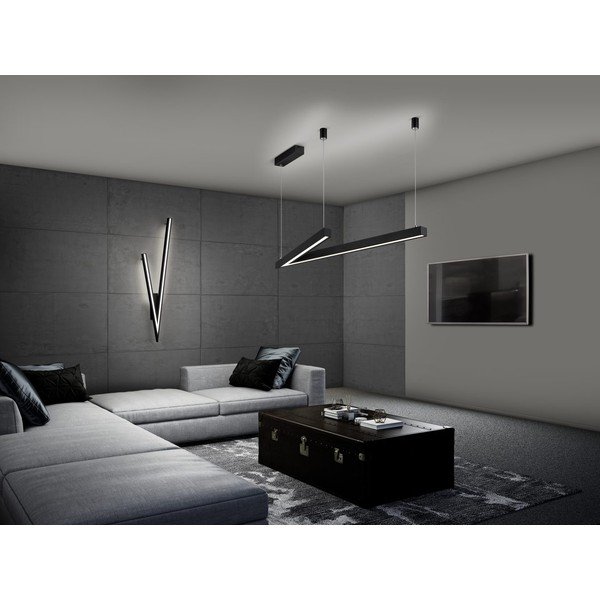 Fekete LED mennyezeti lámpa hangvezérléssel-mobil alkalmazás vezérléssel, fém búrával 35x127.5 cm Cicanto – CINQUE-image-1