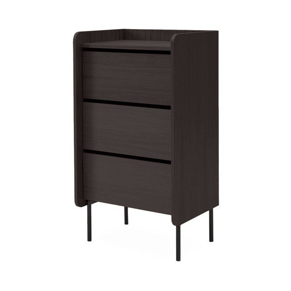 Fekete magas komód tölgyfa dekorral 60x108,5 cm Wrap – Bonami Selection-image-2
