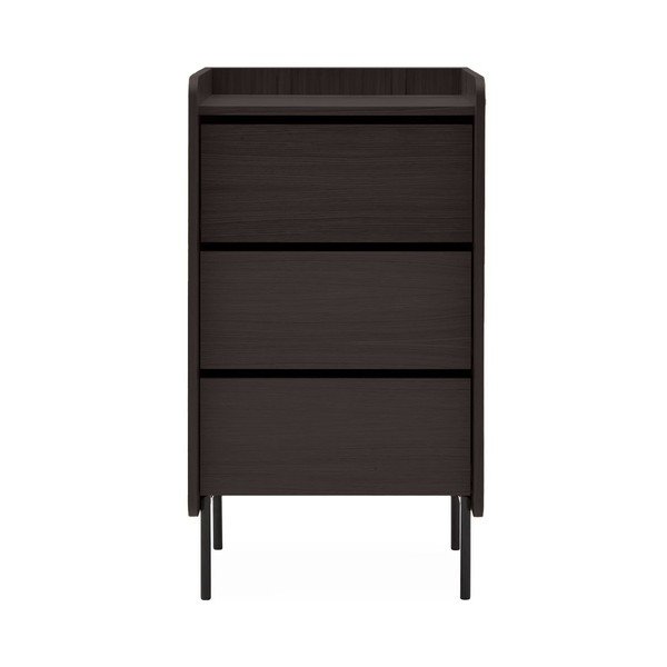 Fekete magas komód tölgyfa dekorral 60x108,5 cm Wrap – Bonami Selection