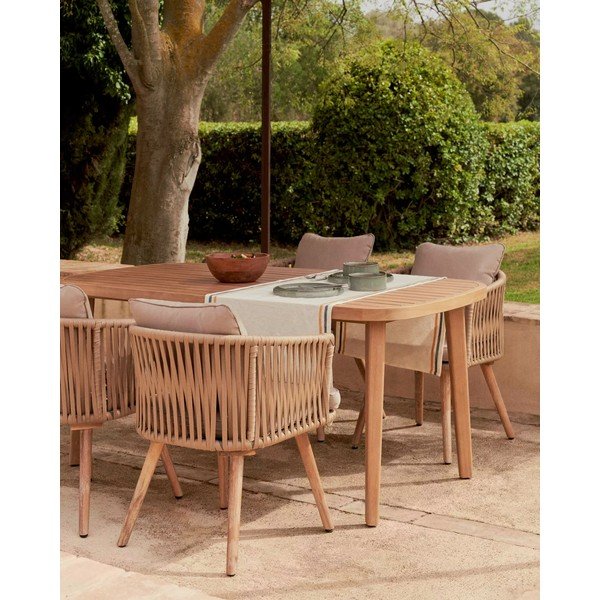 Hemilce akácfa kerti szék bézs kárpitozással - Kave Home-image-4