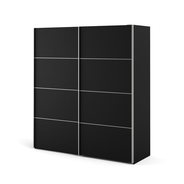 Verona fekete ruhásszekrény tolóajtókkal, 182 x 202 cm - Tvilum-image-3