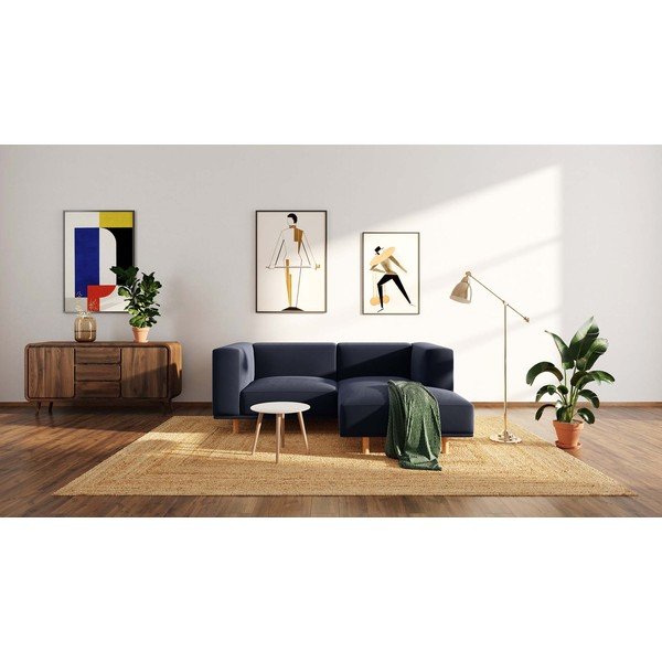 Sötétkék bársony sarokkanapé (jobb oldali) Kukumo – Ame Yens-image-3