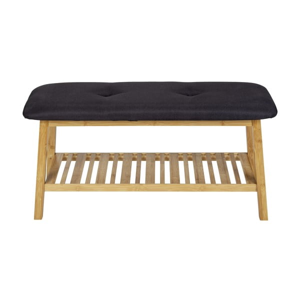 Fekete-natúr színű bambusz ülőkés cipőtartó Ecori – Wenko-image-3