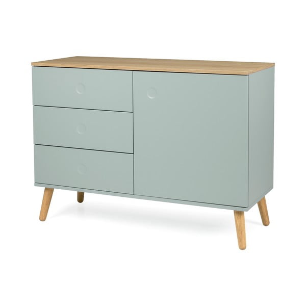 Világoszöld alacsony komód tölgyfa dekorral 109x79 cm Dot – Tenzo-image-2