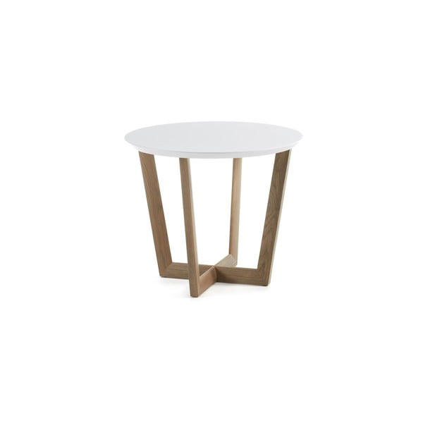 Rondo tölgyfa tárolóasztal fehér asztallappal, ⌀ 60 cm - Kave Home