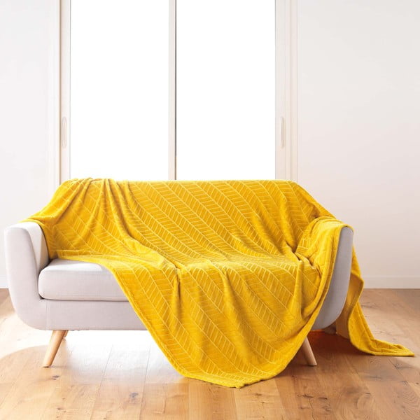 Sárga mikroflanel ágytakaró 180x220 cm Arya – douceur d'intérieur