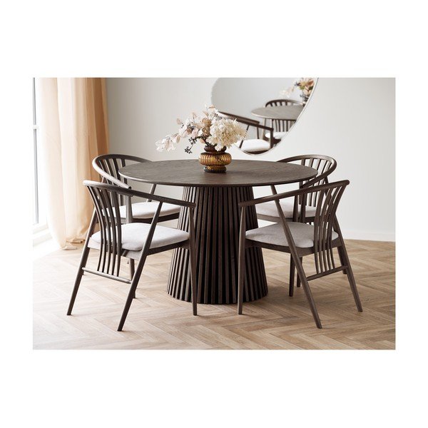 Sötétbarna tölgyfa karfás étkezőszék Agustin – House Nordic-image-3