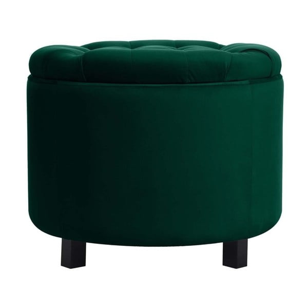 Estrid French Velvet sötétzöld puff tárolóhellyel, ⌀ 52 cm - JohnsonStyle-image-1