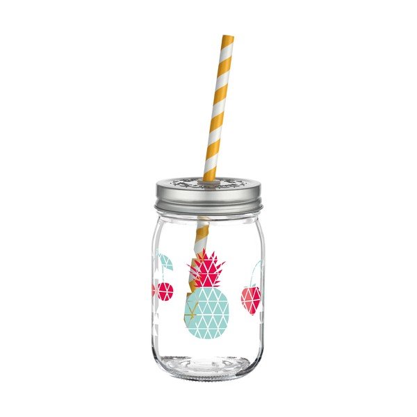 Kathrin Stockebrand Pineapple üvegpohár tetővel és szívószállal, 445 ml - Ritzenhoff-image-1