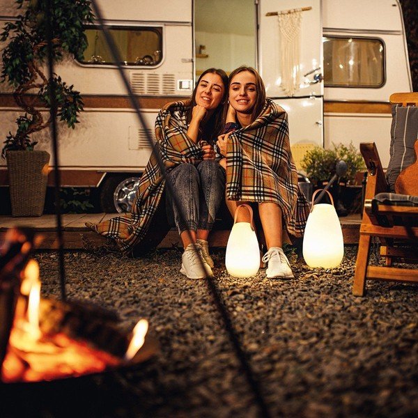 Fehér-barna LED asztali lámpa (magasság 26 cm) Ruby – Fischer & Honsel-image-1