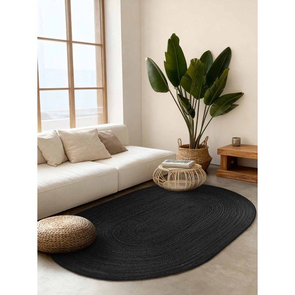 Fekete kétoldalas-kézi szövésű juta szőnyeg 160x230 cm Braided – Hanse Home-image-1