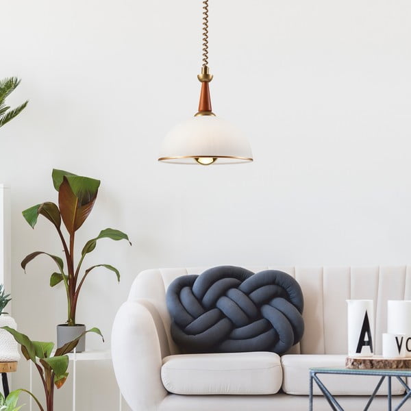 Barna-aranyszínű függőlámpa üveg búrával ø 30 cm Ciara – LAMKUR-image-1