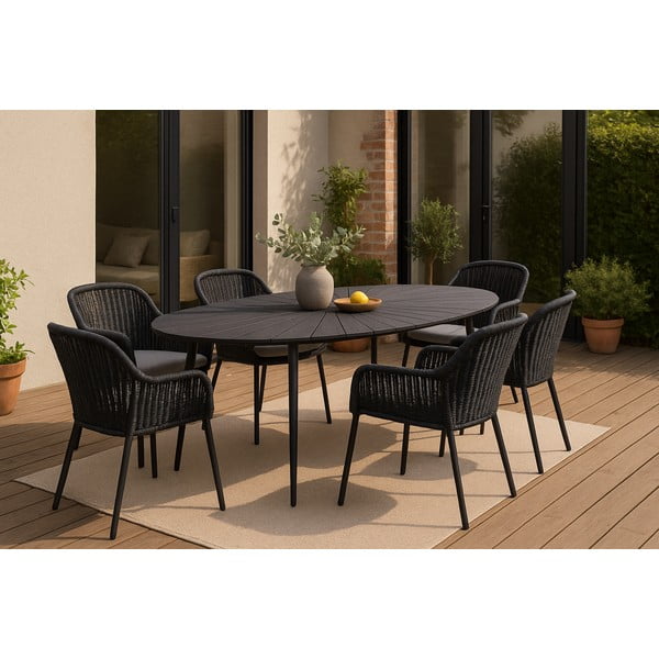 Marienlist fekete kerti asztal artwood asztallappal, 190 x 115 cm - Bonami Selection-image-1