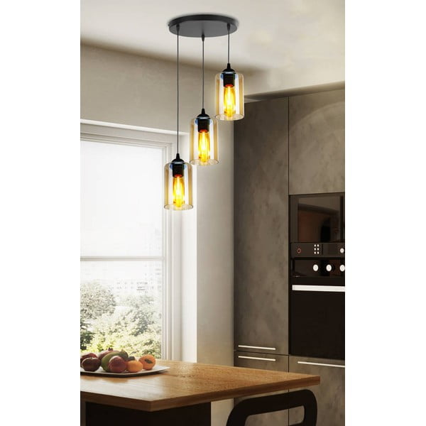 Fekete függőlámpa üveg búrával Bistro – Candellux Lighting-image-1