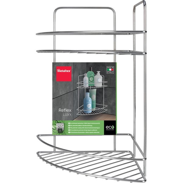 Fényes ezüstszínű acél fürdőszobai polc Luxy – Metaltex-image-2