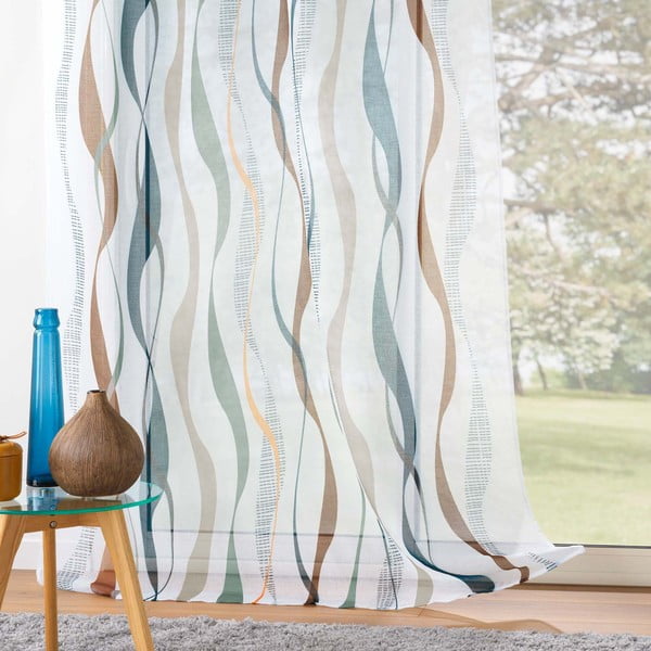 Fehér-kék átlátszó függöny 140x280 cm Lisana – douceur d'intérieur-image-3