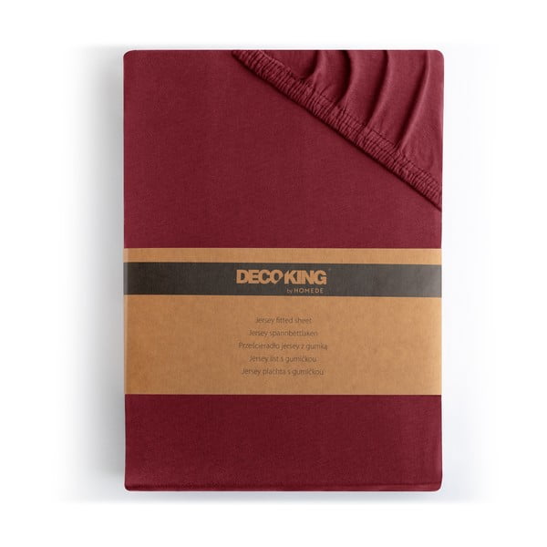 Borvörös gumis jersey lepedő 90x200 cm Amber – Restilo-image-4